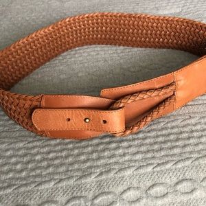 Genuine leather wide brown belt
